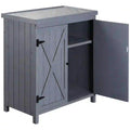 Spaco Garden Storage Cabinet, Outdoor Tool Shed with Galvanized Top and Two Shelves, Yard Tools or Pool Accessories, Gray