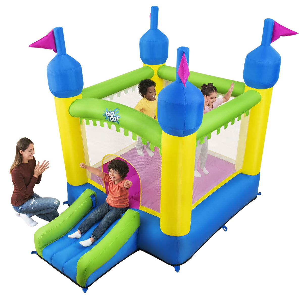 H2OGO! Castletopia Inflatable Bounce House with Slide and Blower, Indoor/Outdoor, Ages 3+