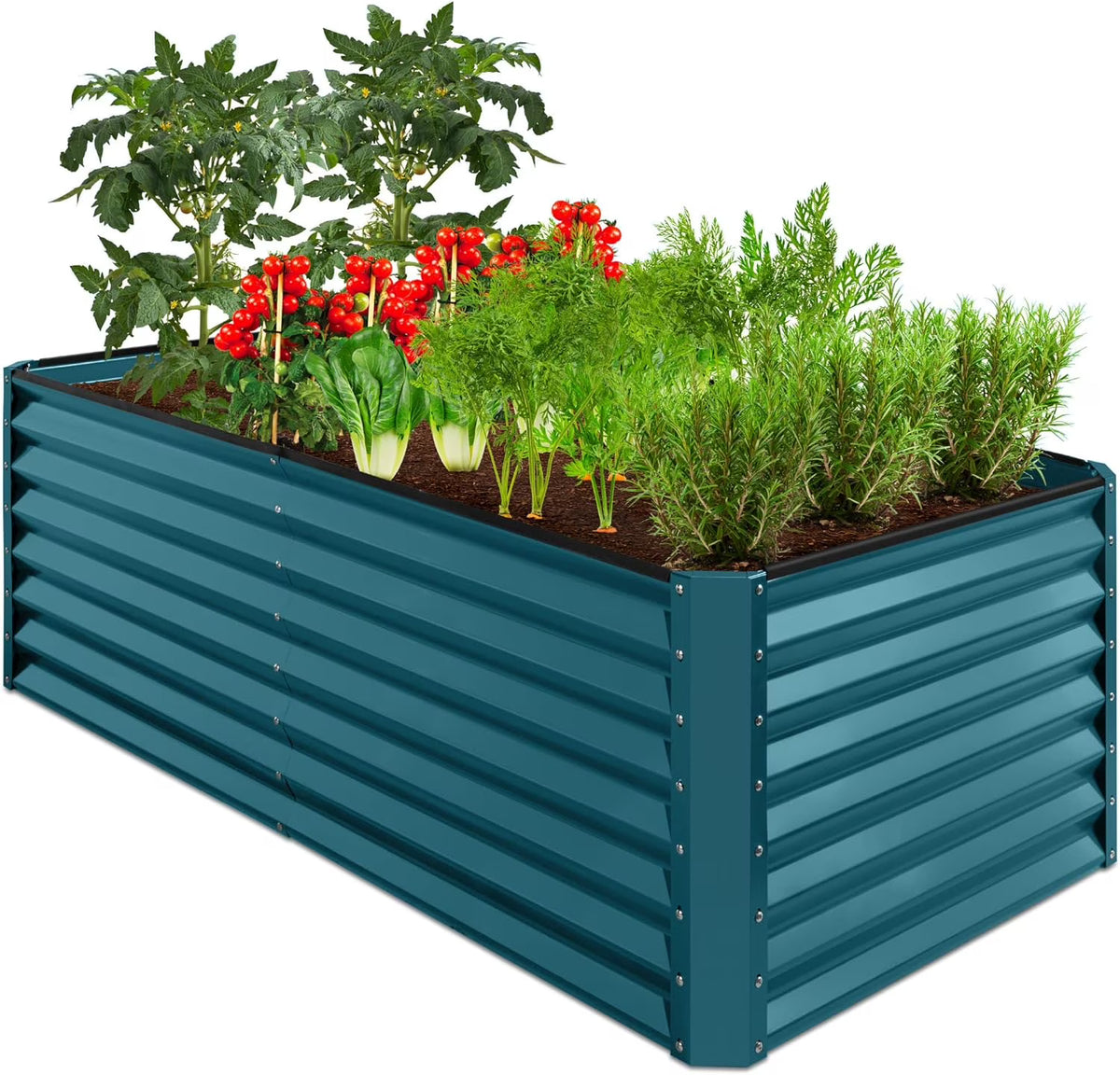Gloaa 6x3x2ft Outdoor Metal Raised Garden Bed, Deep Root Box Planter for Vegetables, Flowers, Herbs, and Succulents w/ 269 Gallon Capacity Sage Green