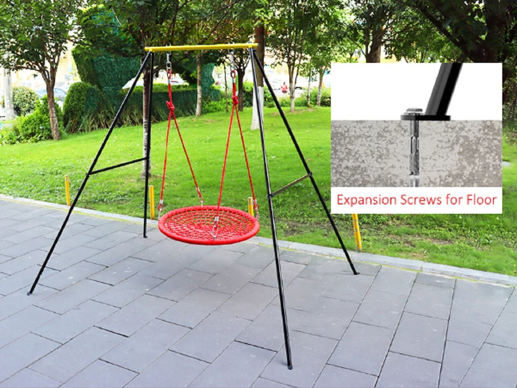 IVV Swing Stand for Porch, Outdoor Heavy Duty Swing Frame, Steel Metal Frame with 4 Ground Pegs, 73" Height Holds Up to 550lbs, Red (Swing NOT Included)