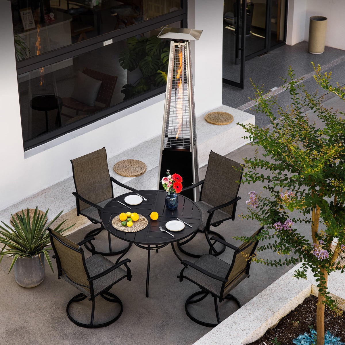 OuterMust Pyramid Patio Heater 48,000 BTU Outdoor  Propane Heater with Wheels,Black