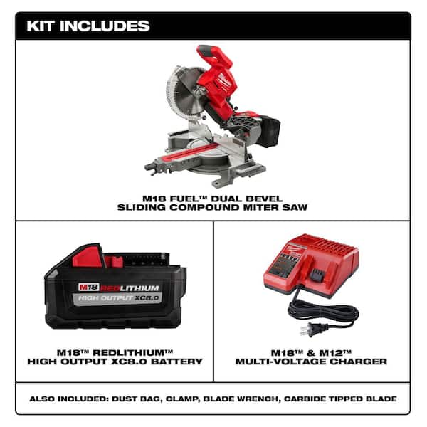 M18 FUEL 18V Lithium-Ion Brushless Cordless 10 in. Dual Bevel Sliding Compound Miter Saw Kit with Miter Saw Stand