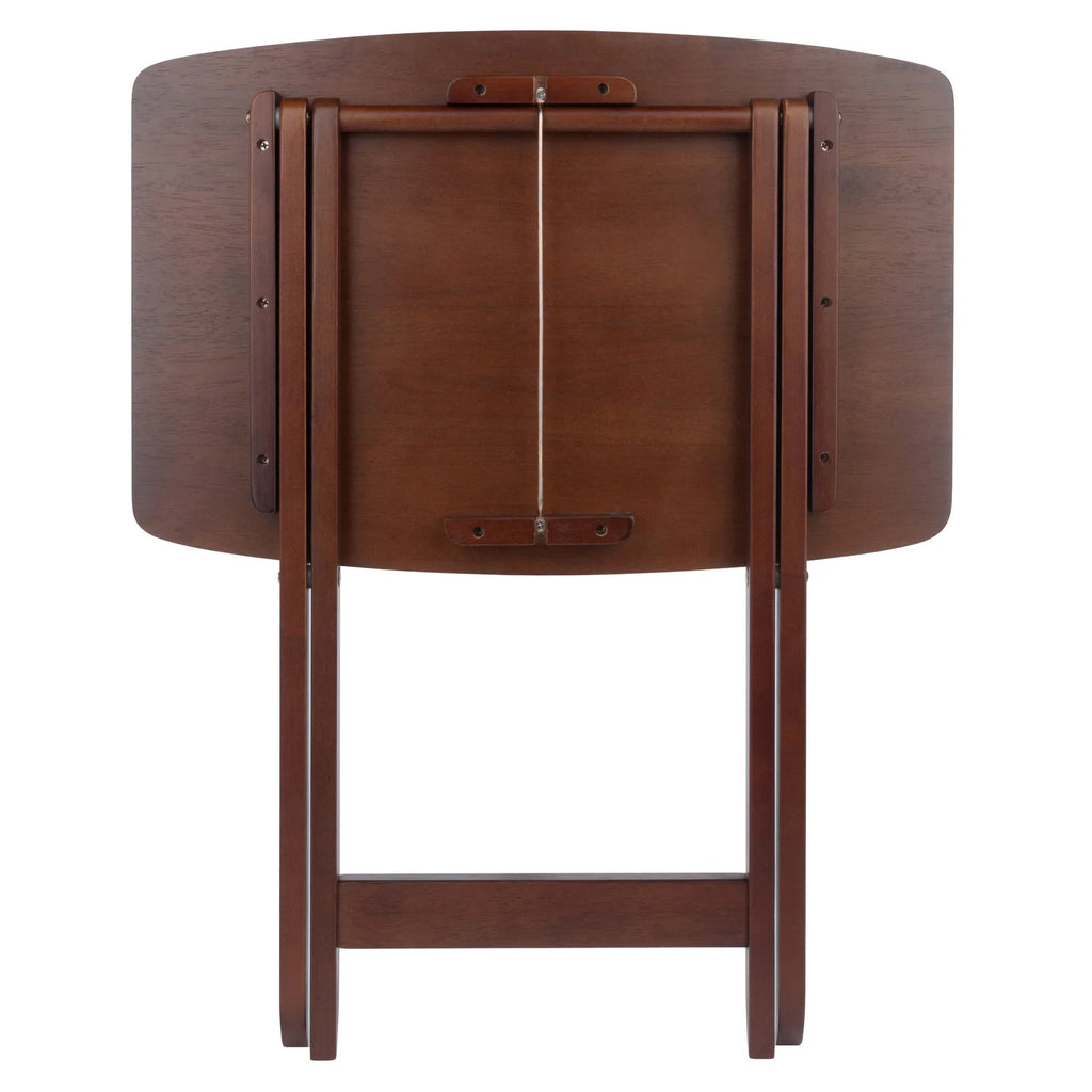 Contemporary Home Living Set of 4 Rich Walnut Oversize Folding Snack Table 25.5"