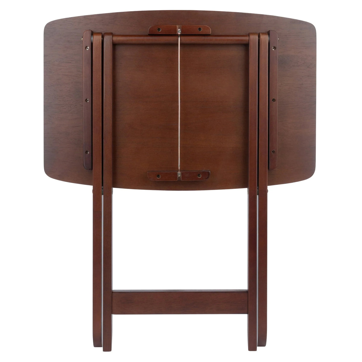 Contemporary Home Living Set of 4 Rich Walnut Oversize Folding Snack Table 25.5"