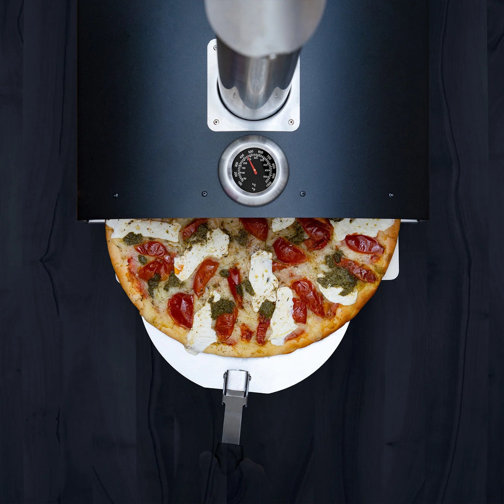 Deco Chef Outdoor Pizza Oven with 2-in-1 Pizza and Grill Oven Functionality, 13" Pizza Stone, Portable 3-Layer Stainless Steel Construction, Pizza Peel, Dough Scraper, Scoop, Slotted Grill (Black)