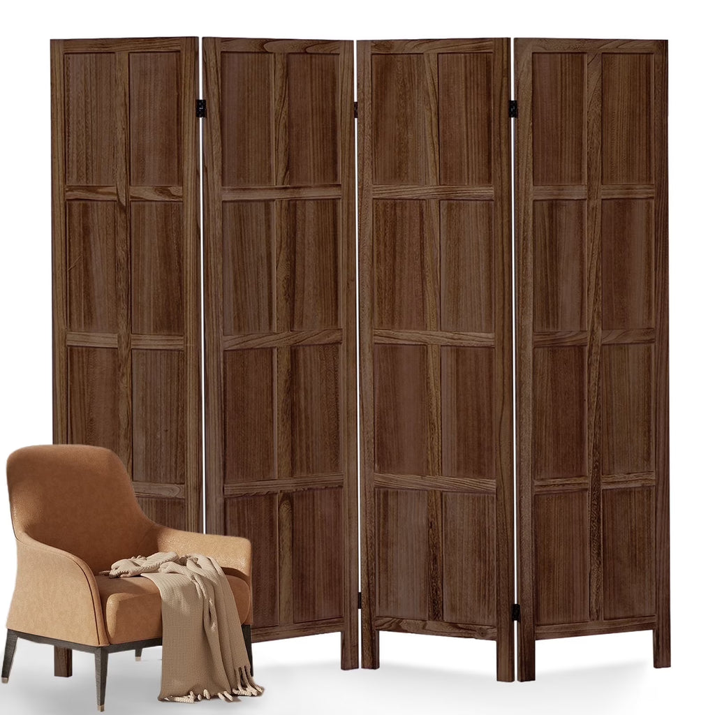 Aletheiawu 4 Panel Room Divider Wall and Folding Privacy Screens No Installation Required White
