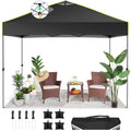 Hoteel Canopy 10x10 Pop Up Canopy Tent 1-Button Push Easy up Outdoor Canopy Instant Portable Commercial Shelter Waterproof UPF50+ Gazebo with Reflective Strip, Air Vent & 4 Sandbags, Black