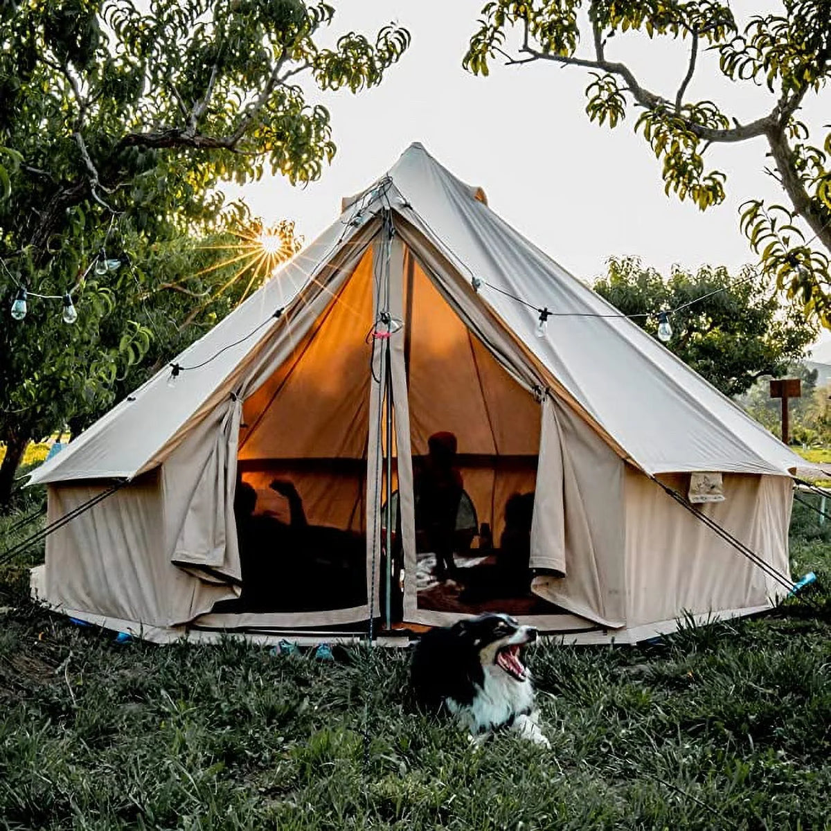 (2 pack) WHITEDUCK Regatta Canvas Bell Tent w/Stove Jack, Sandstone Beige, 10', Waterproof 4-Season Camping