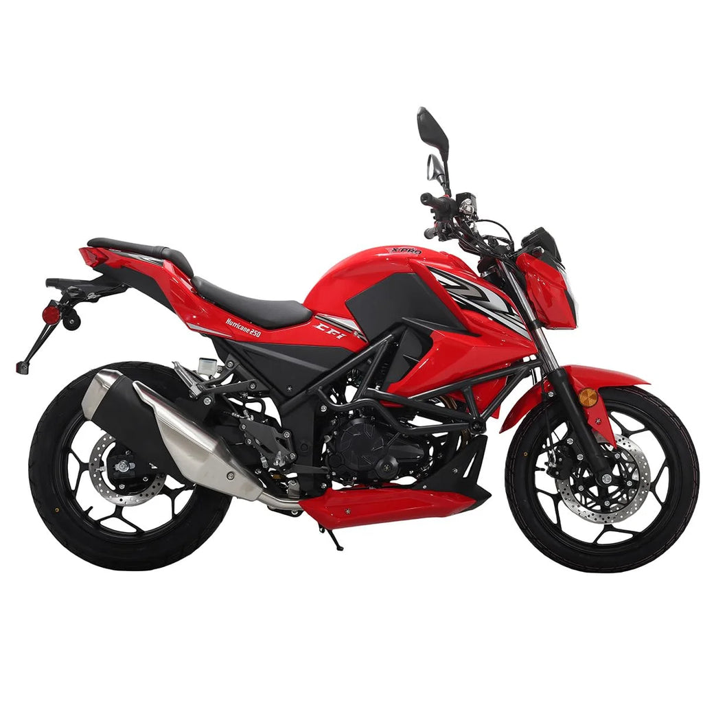 X-Pro Hurricane 250 Electronic Fuel Injection Gas Motorcycle with 6-Speed Manual Transmission, Electric Start! 17" Wheels! Assembled In Crate!