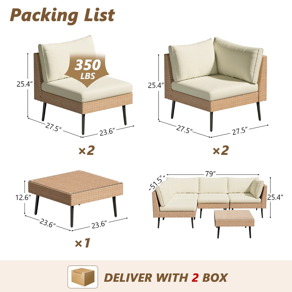 ENSTVER 8-Piece Wicker Outdoor sectional Patio Furniture Set with Additional Waterproof Cover, Conversation Patio Furniture with Washable Thick Cushions for Garden, Backyard, Poolside