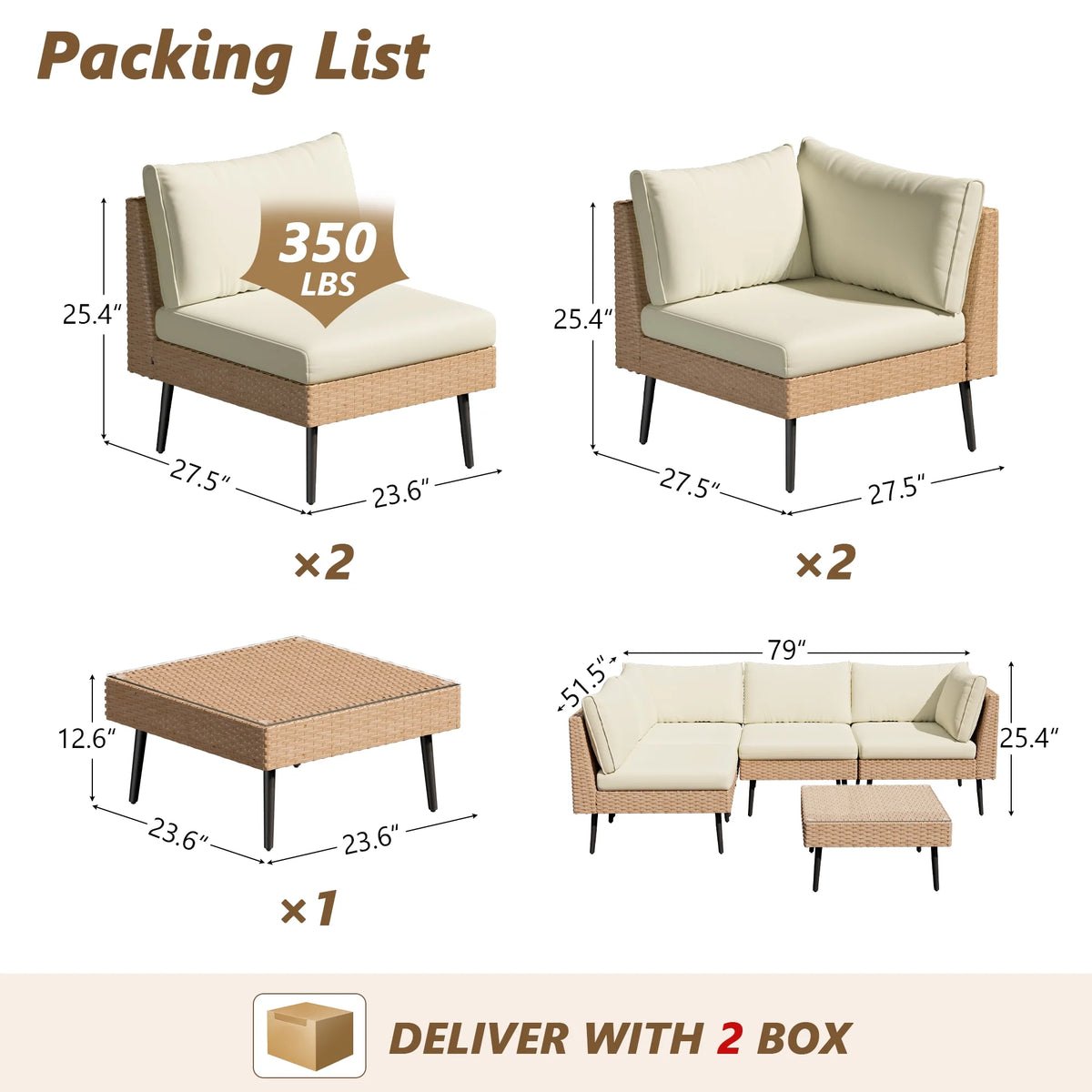ENSTVER 8-Piece Wicker Outdoor sectional Patio Furniture Set with Additional Waterproof Cover, Conversation Patio Furniture with Washable Thick Cushions for Garden, Backyard, Poolside