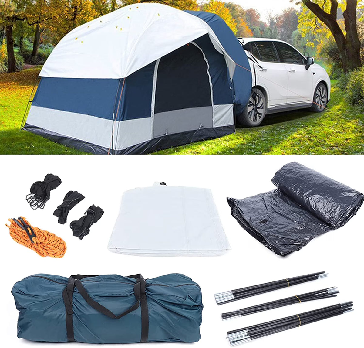 Car Tail Tent,SUV Tent Waterproof Vehicle Mounted Tent,8.2 x 8.2 x 6.56 Ft Up to 4-Person Sleeping Capacity,Suitable for Family Camping & Hiking