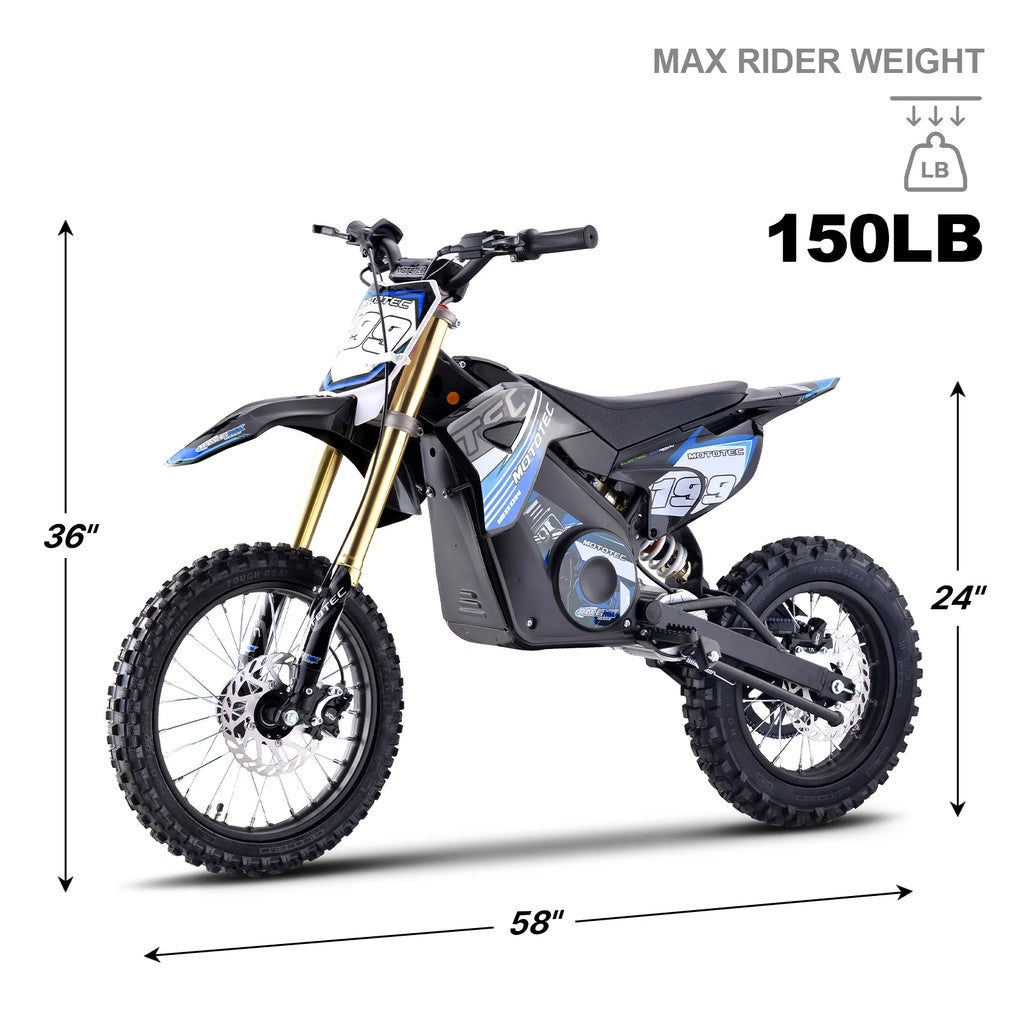 MotoTec 48v Pro Electric Dirt Bike 1800w Lithium Green