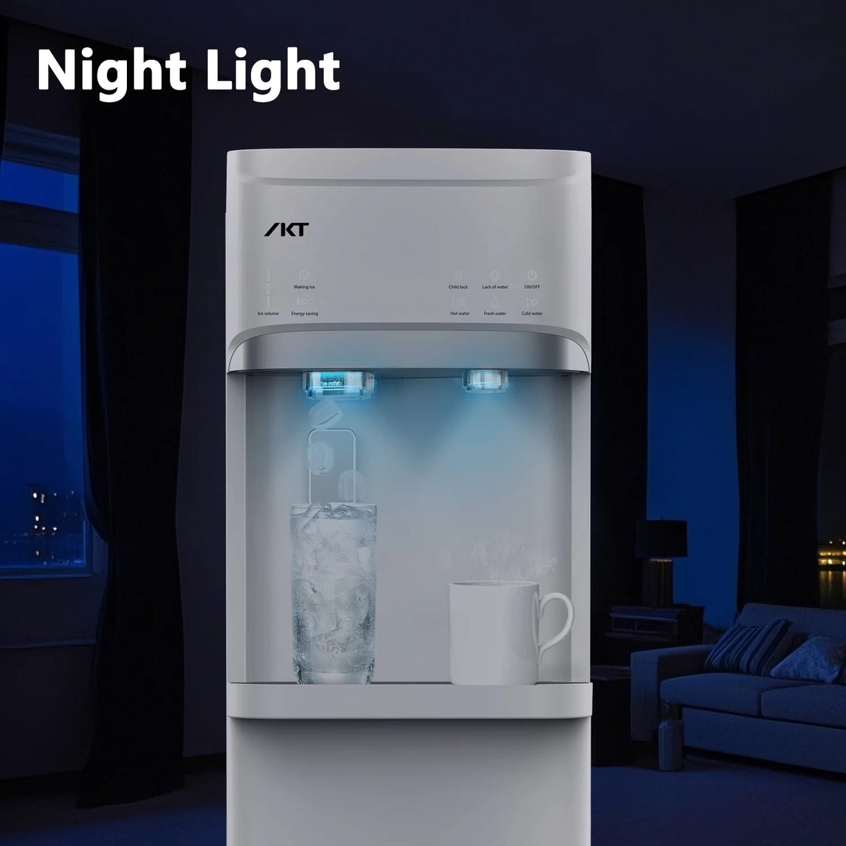 IKT Bottom Loading Water Dispenser Cooler with Maker for 5 Gallon Bottle with Empty Bottle Indicator 3 Temperature 22lbs Within 24hrs White