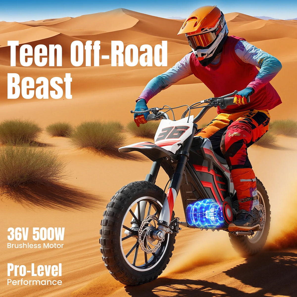 Electric Dirt Bike for Teens Adults, 500W Electric-Motorcycle Mountain Off-Road EBike