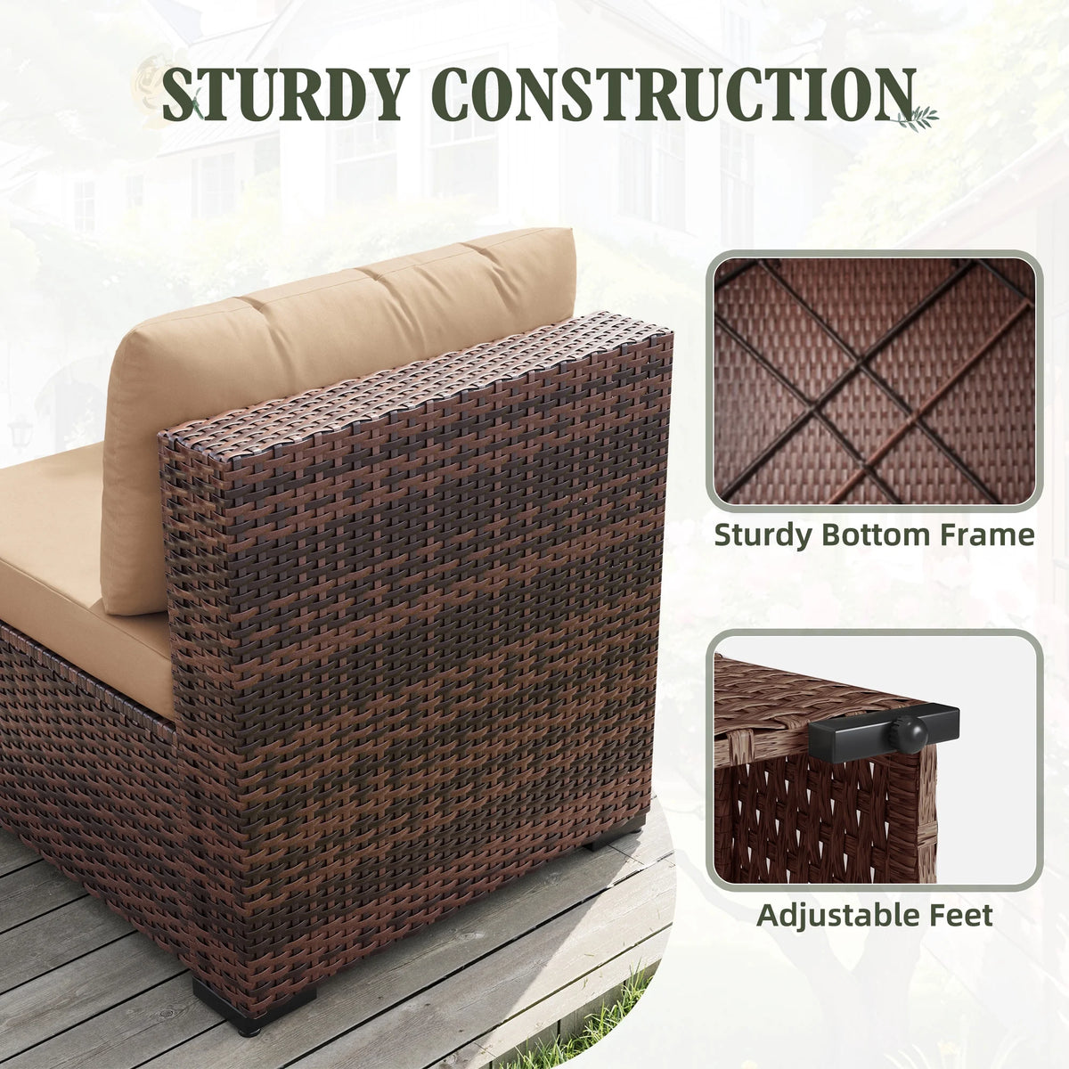 MRUAKA 8 Pieces Patio Furniture Set with Fire Pit Table, Outdoor Furniture Sectional Rattan Sofa with Slanted Back, Patio Couch with Glass Coffee Table for Backyard Garden (Dark Grey)