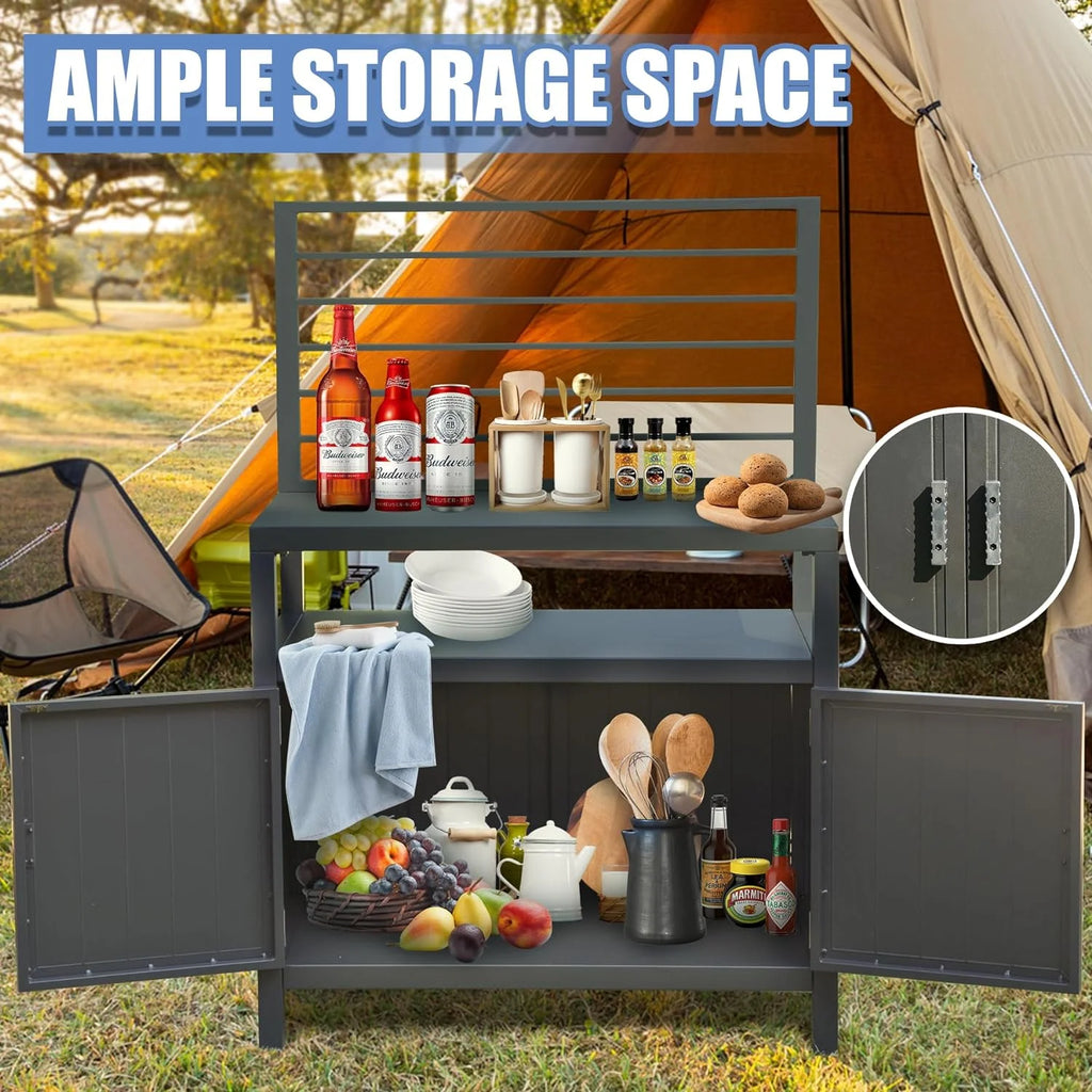 Domi Outdoor Kitchen Series 5-Piece Modular Outdoor Kitchen, Aluminum Storage Islands Sink Table, Corner Bar Cabinet Grill Storage Cabinet with Protective Cover, Outdoor Kitchen for Deck, Patio, Backy