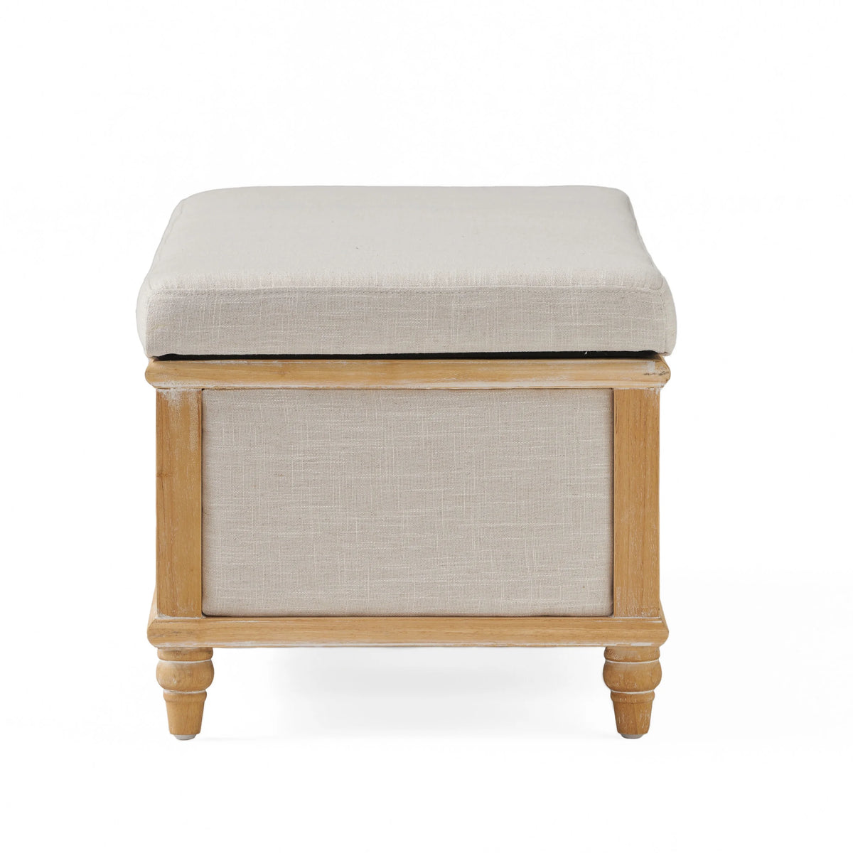 Noble House Hampton Contemporary Fabric Upholstered Storage Ottoman, White and Blue Floral