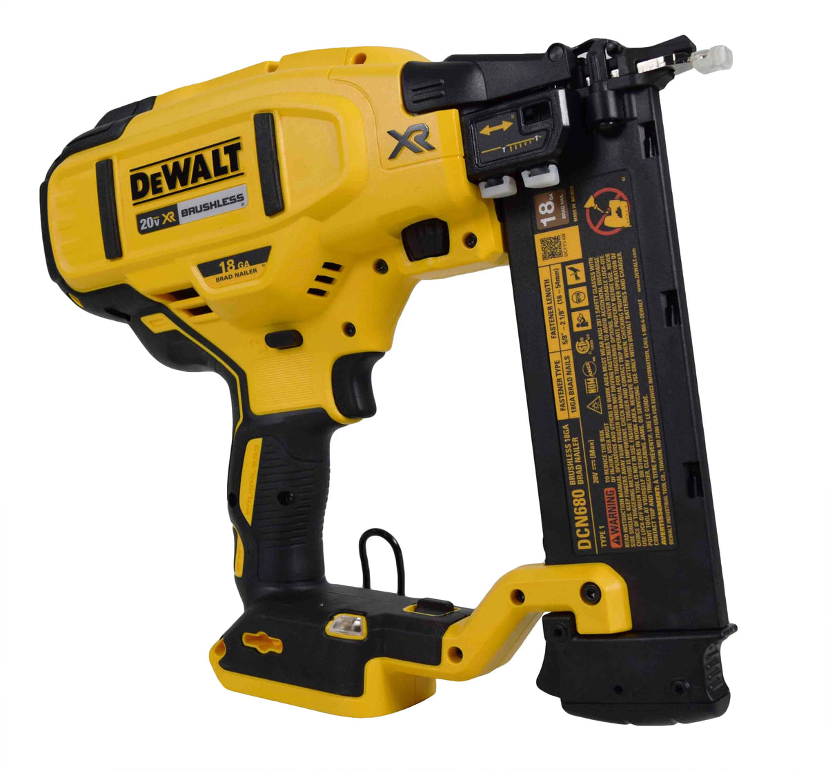 DEWALT DCN680B 20V MAX 18-Gauge Cordless Brad Nailer Brushless Motor, Tool-Free Adjustments (Bare Tool)