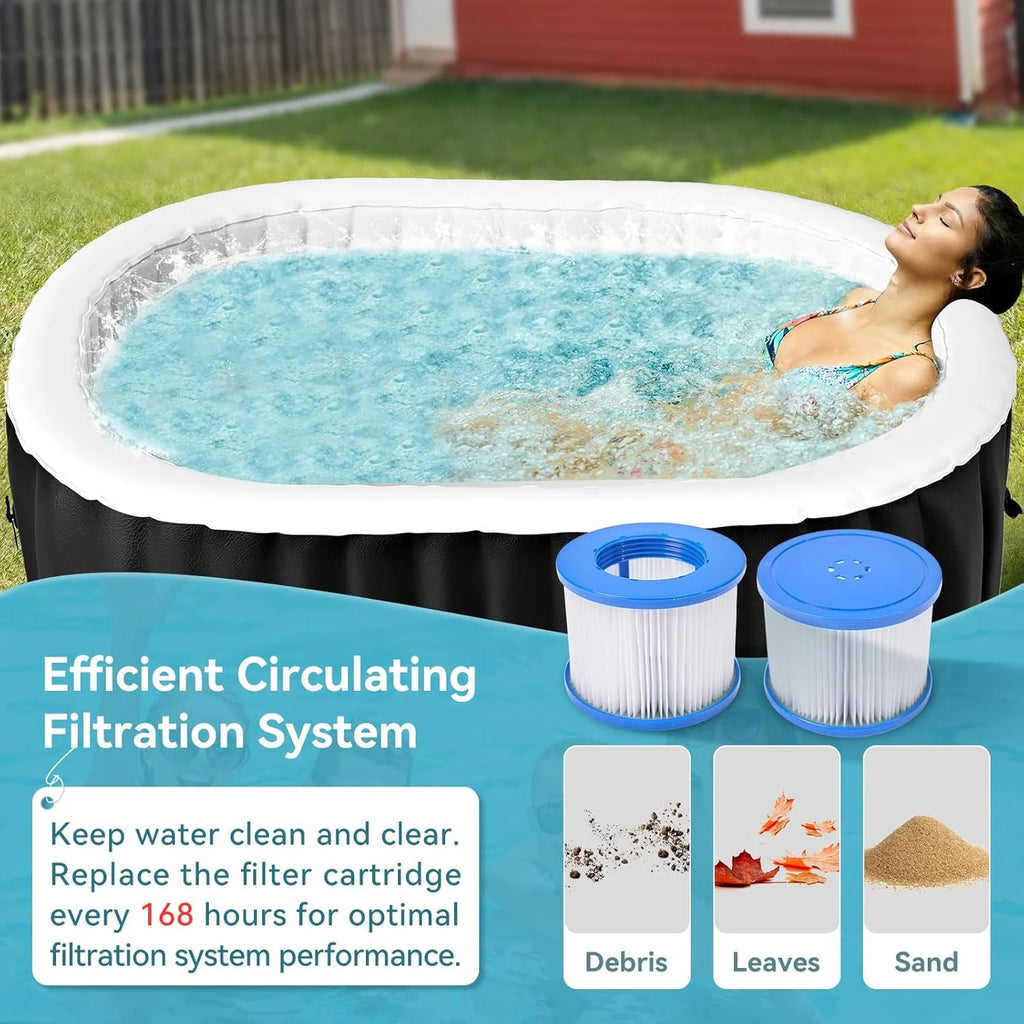 4-6 Person Inflatable Hot Tub, Large Polygon Portable Blow up Hot Tub, Leak-Proof PVC Outdoor Spa with 130 Air Jets, Insulated Cover and Heater Pump, 77 X 77 X 25