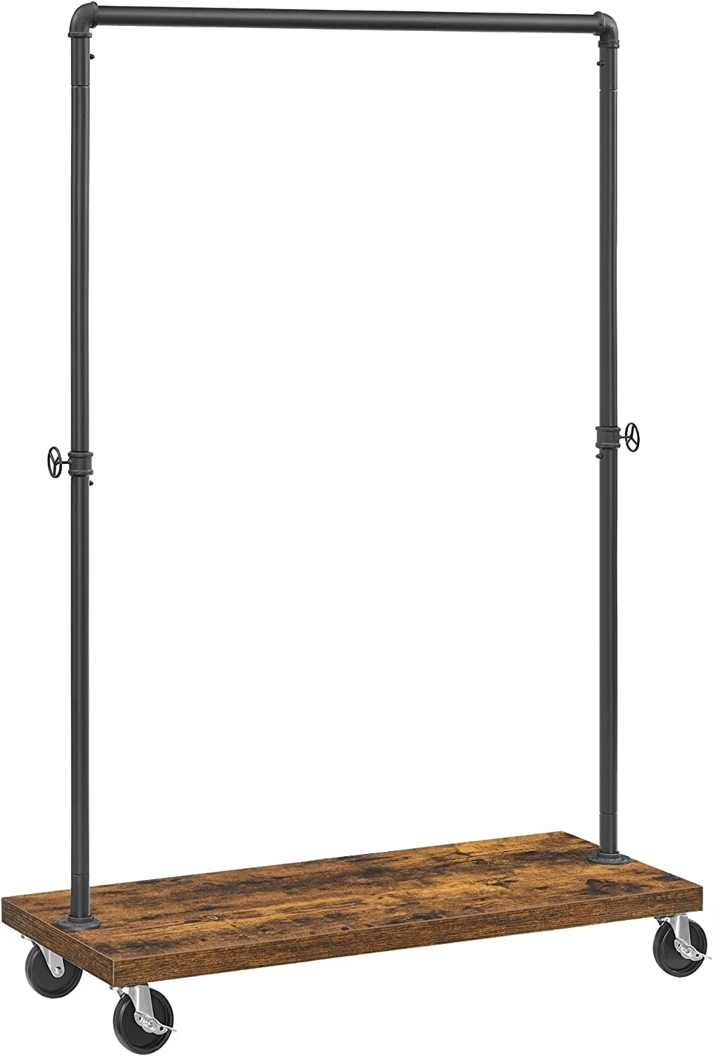 VASAGLE Clothes Rack Heavy Duty Clothing Rack Rolling Garment Rack with Shelf for Bedroom Laundry Room Retail Store Rustic Brown and Black