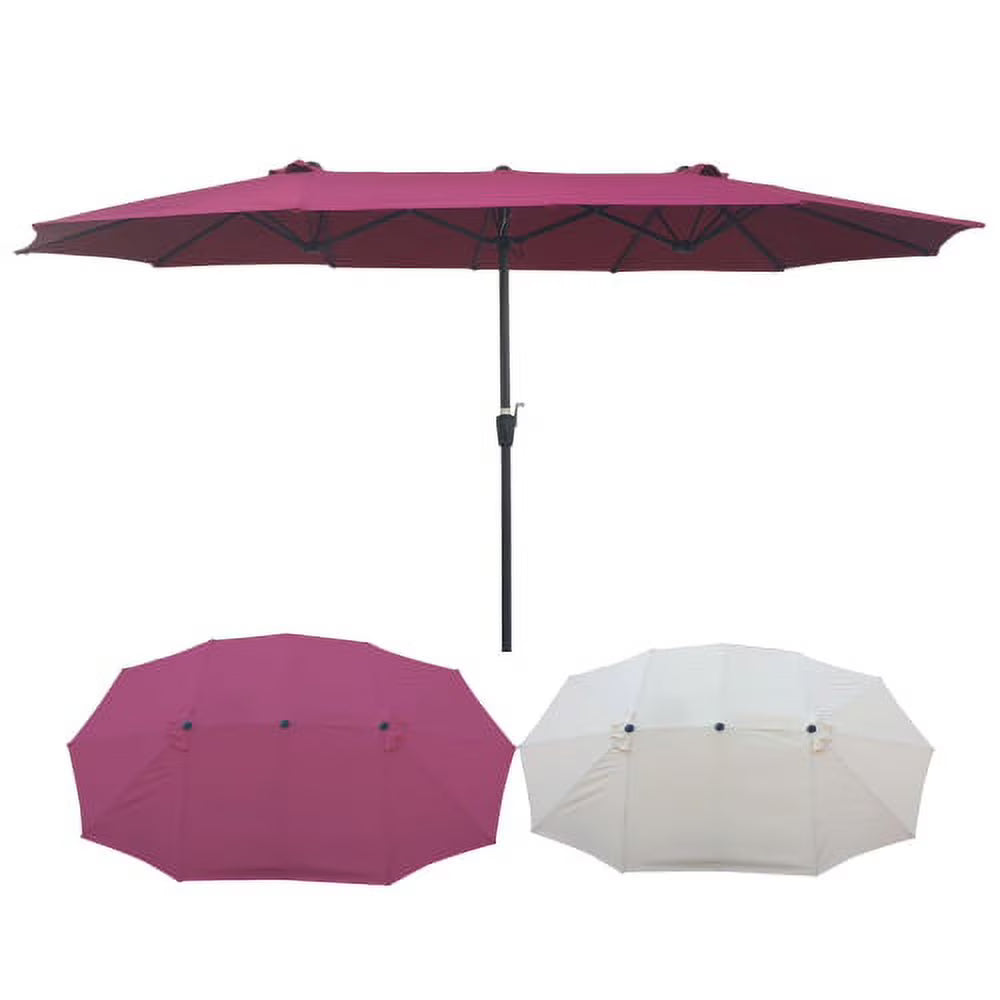 15x9Ft Rectangular Double-Sided Patio Umbrella,Market Table Canopy Waterproof Twin Umbrella with Wind Vents,Garden Extra Large Umbrella with Crank Handle,for Garden Deck Backyard Pool Outside Deck