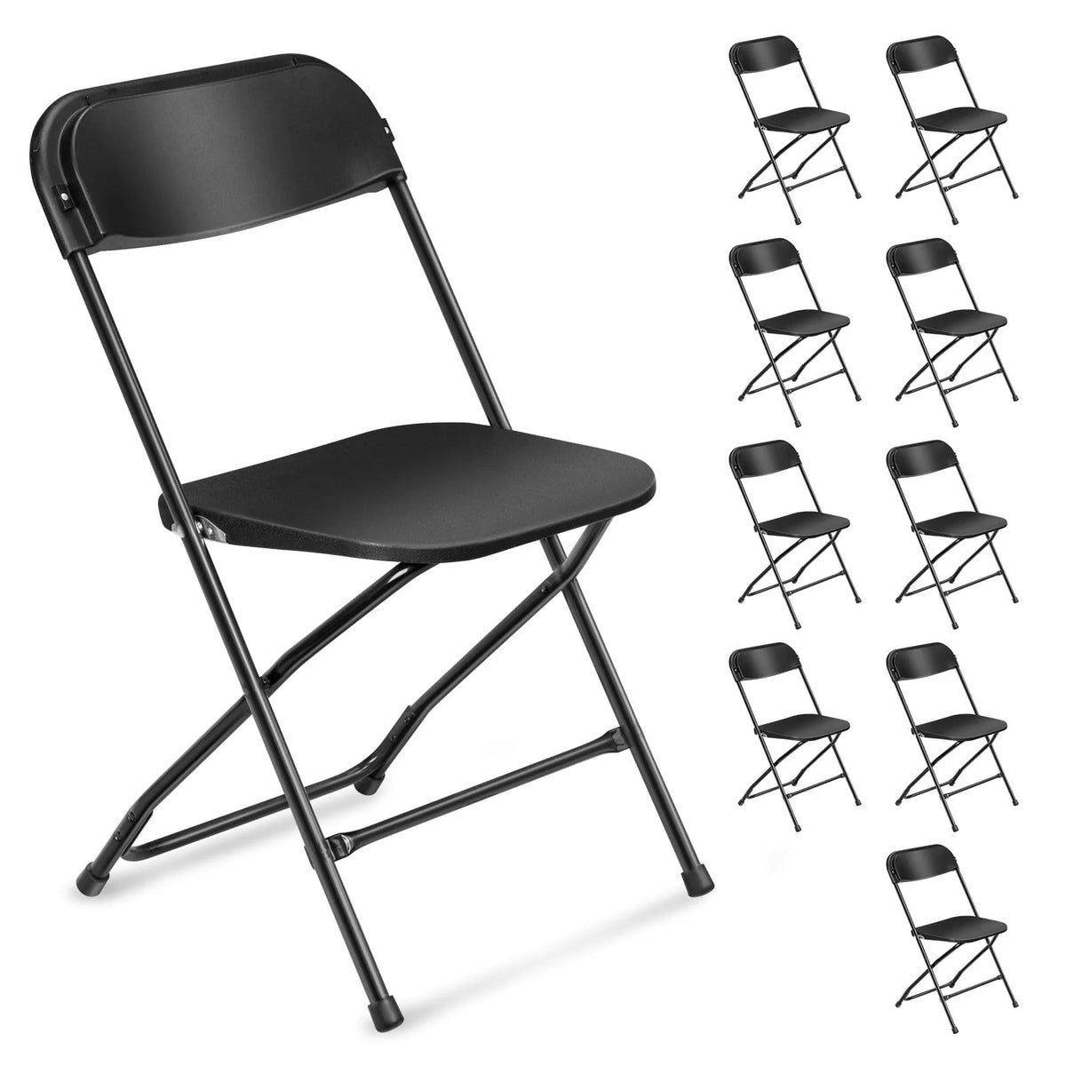 Ktaxon 10 Pack Plastic Folding Chairs Wedding Banquet Seat Party Event Chair for Adults, Black
