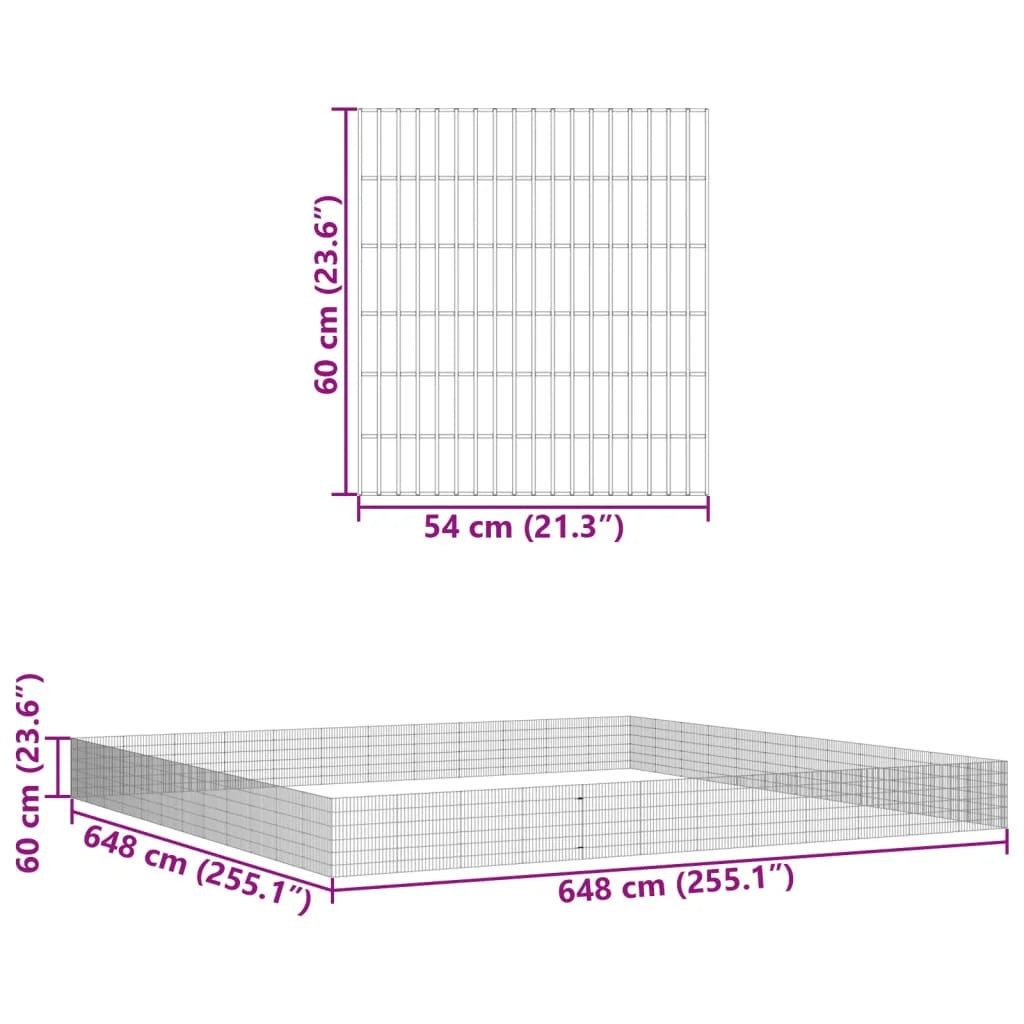 vidaXL Free Range Animal Enclosure 48-Panel 21.3"x23.6" Galvanized Iron