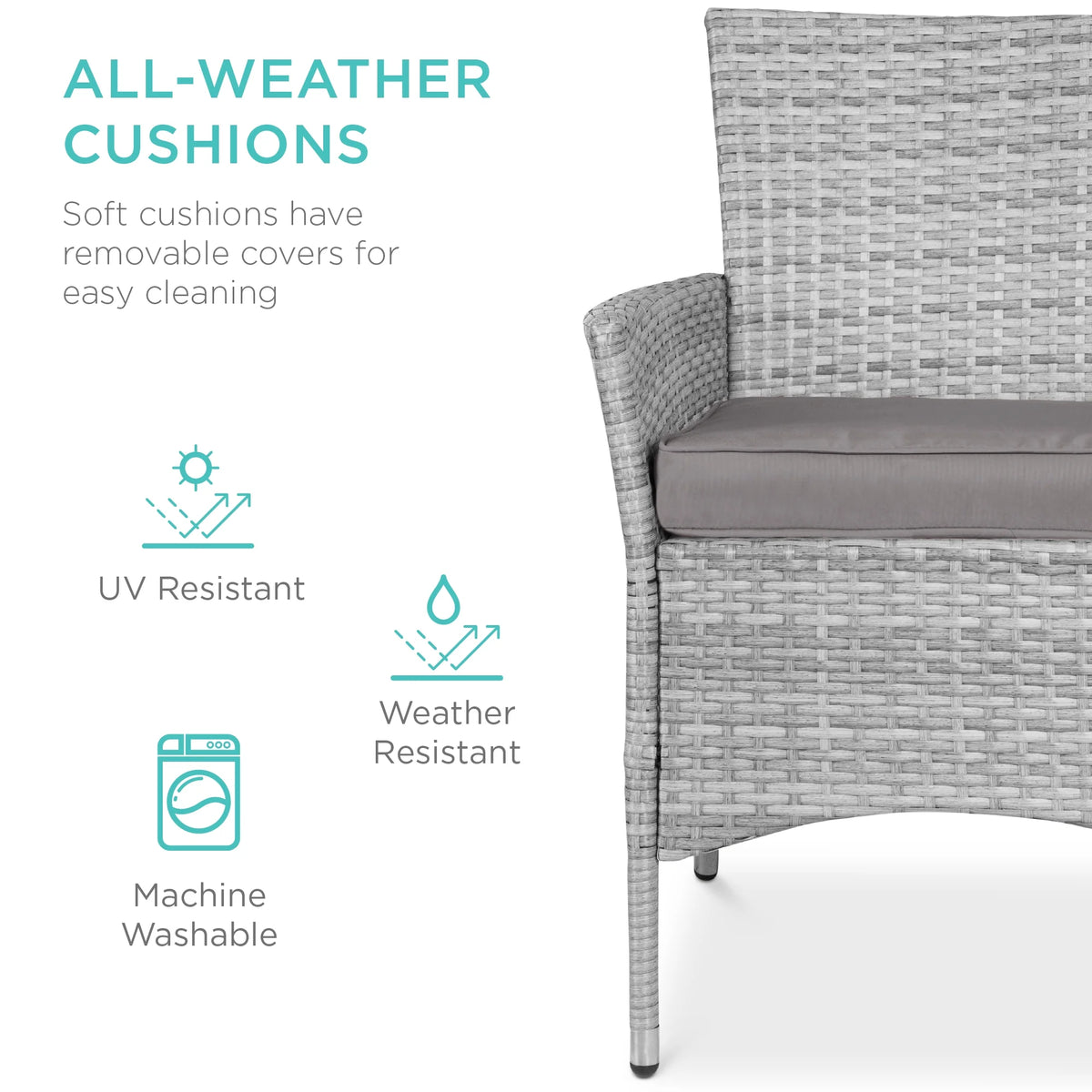 Best Choice Products 5-Piece Indoor Outdoor Wicker Patio Dining Table Furniture Set w/ Umbrella Cutout, 4 Chairs - Gray