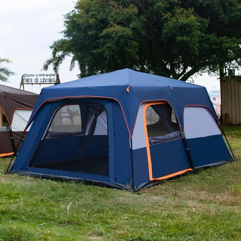 Instant Tent 12 Person, 2 Rooms, 2Top Windows 3Doors and 3Windows with Mesh, Waterproof, Big Tent for Outdoor Camping