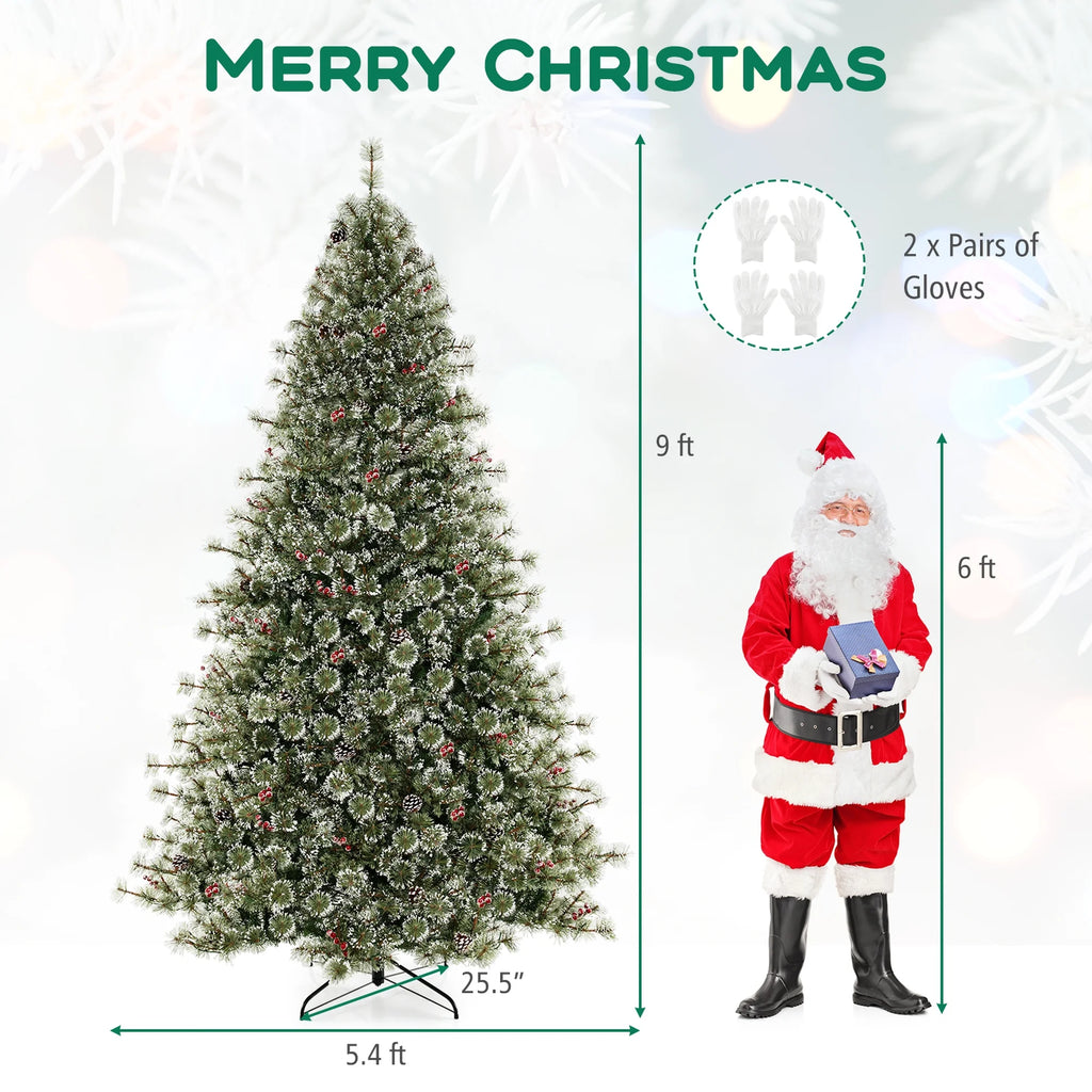 Costway 9 FT Artificial Christmas Tree with  360 Quick Power Connector 1714 Pine Needles