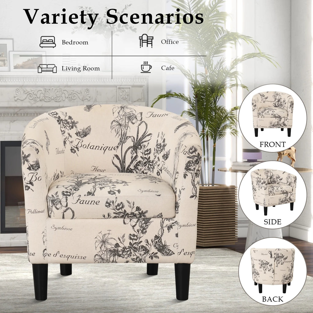 Bonzy Home Velvet Accent Chair with Ottoman for Living Room,Beige