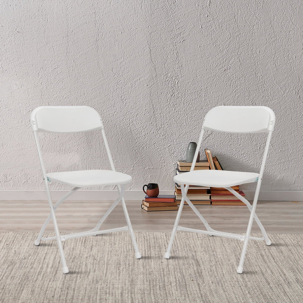 Zimtown Set of 4 White Plastic Folding Chairs Heavy Duty Portable Stackable Party Event Chairs, Plastic Portable Party Chairs