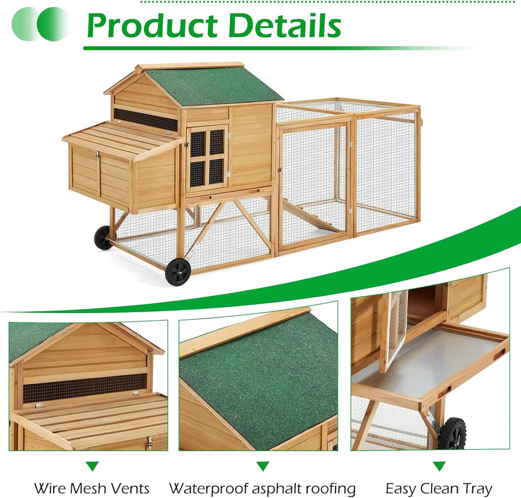 YODOLLA Chicken Coop 100" Wooden Large Chicken Cage with Run Chicken Coop for 6 8 Chickens,Chicken Run Hen House with 3 Nesting Boxes