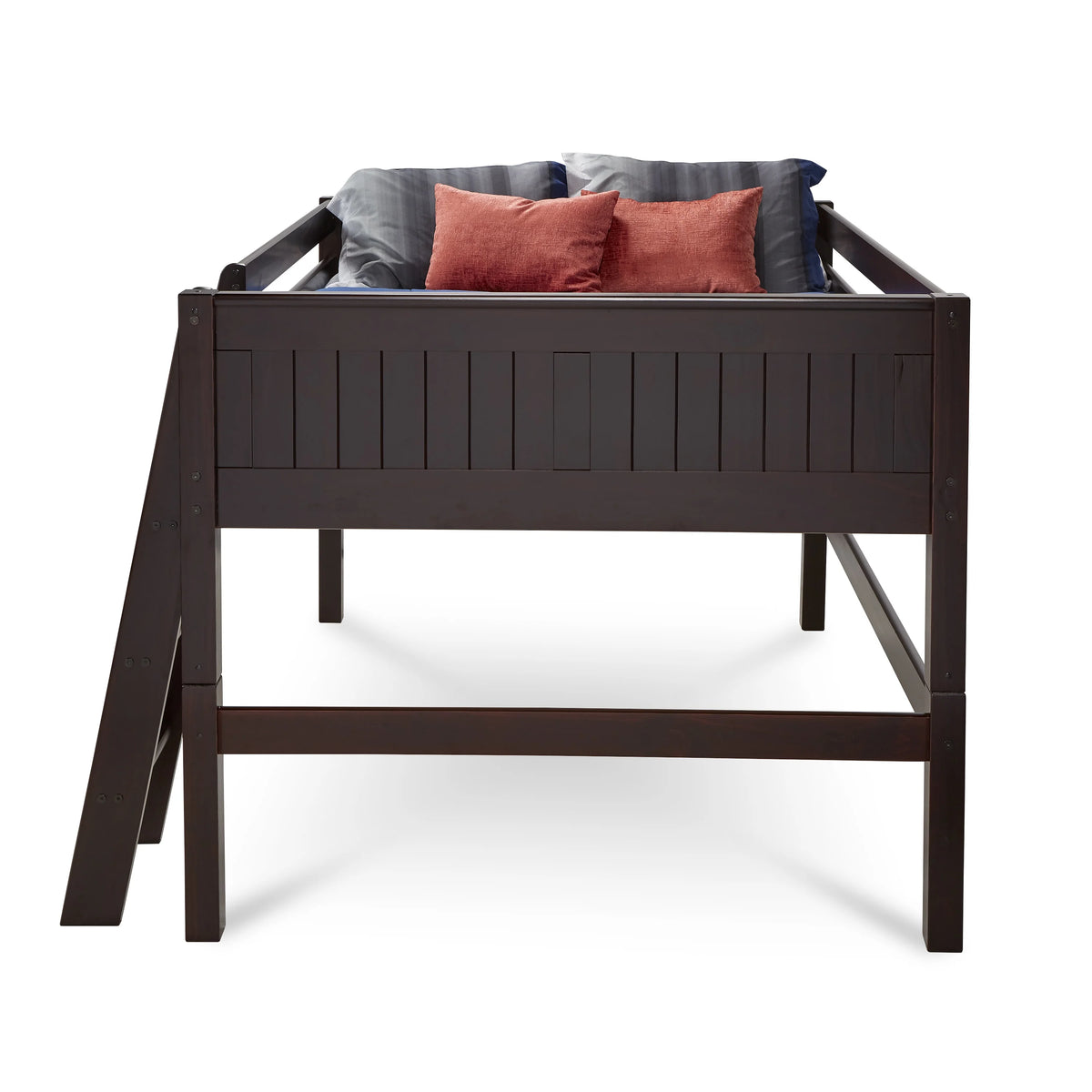 Camaflexi Full Size Low Loft Bed - Panel Headboard - Cappuccino Finish