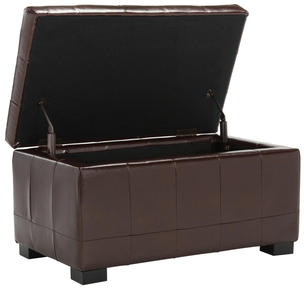 SAFAVIEH Small Manhattan Rustic Tufted Storage Bench, Brown