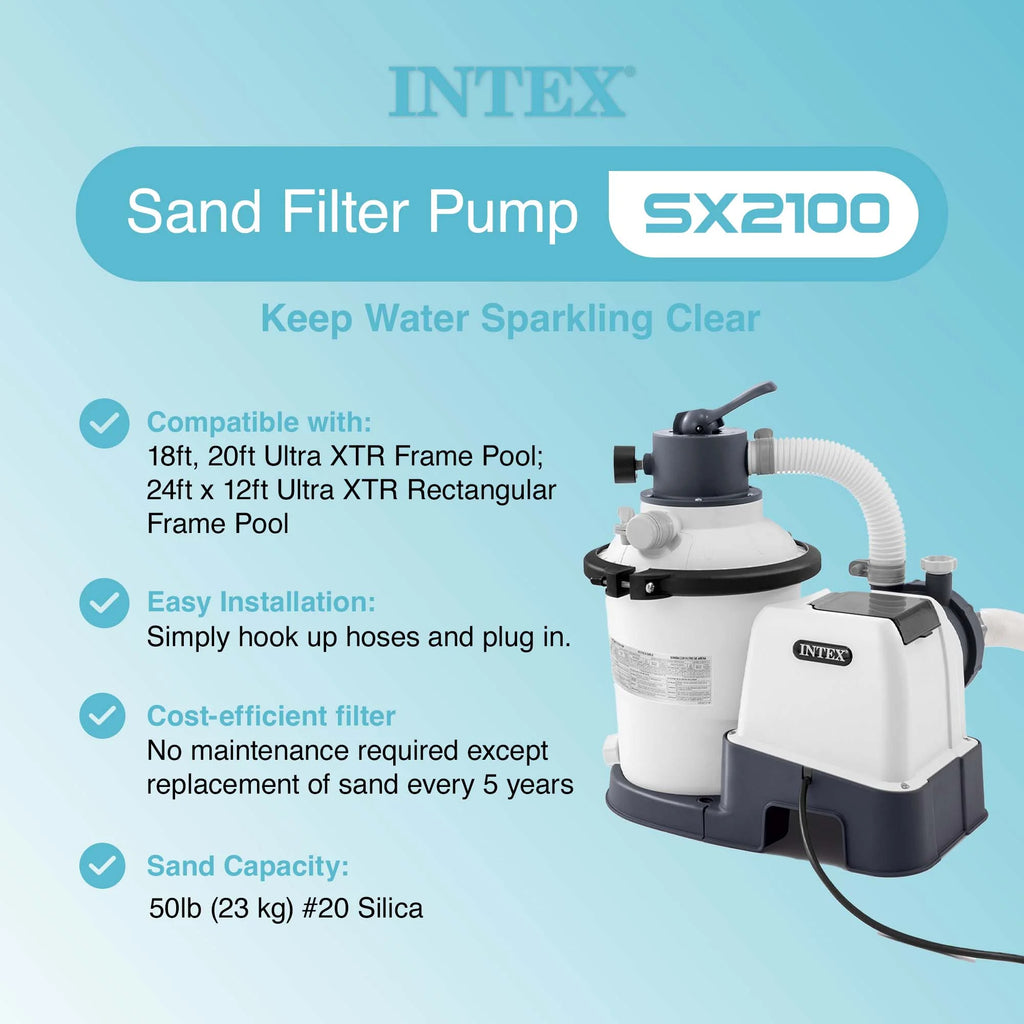 Intex 26645EG 2100 GPH Above Ground Pool Sand Filter Pump with Automatic Timer