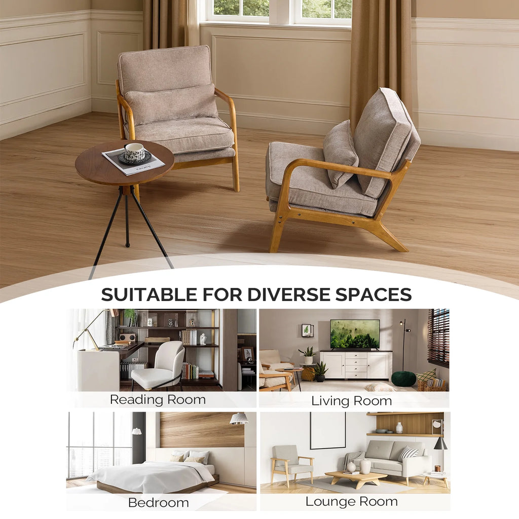 Ktaxon Accent Chair Corduroy Upholstered Armchair, Reading Club Chair with Pillow and Solid Wood Frame for Living Room Bedroom Furniture Off White