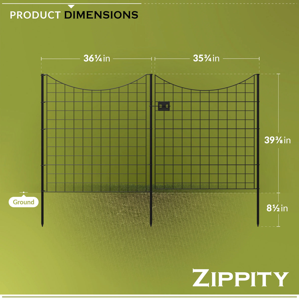39in H (5 Fence Panels) No Dig Easy Install Zippity Black Metal Fence, Decorative Fence Ideal for Garden Fencing For Dogs, Temporary Fence or Garden Fence Animal Barrier, WF29006