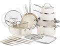 Gotham Steel 20 Pc Ceramic Pots and Pans Set Non Stick, Kitchen Cookware Sets with Knife Set, Pot and Pan Set, Ceramic Cookware Set, Non Stick Pots and Pan Set, Oven and Dishwasher Safe