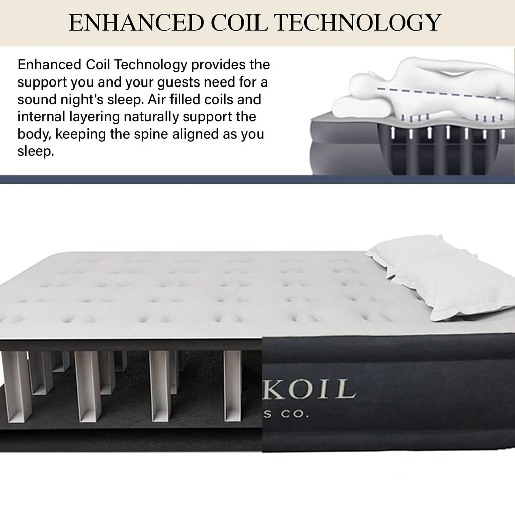 King Koil Luxury Queen Size Air Mattress with Built-in High-Speed Pump Best for Home, Camping, Guests, 13" Queen Size Luxury Double Airbed Adjustable Blow Up Mattress, Waterproof, 1-Year Warranty