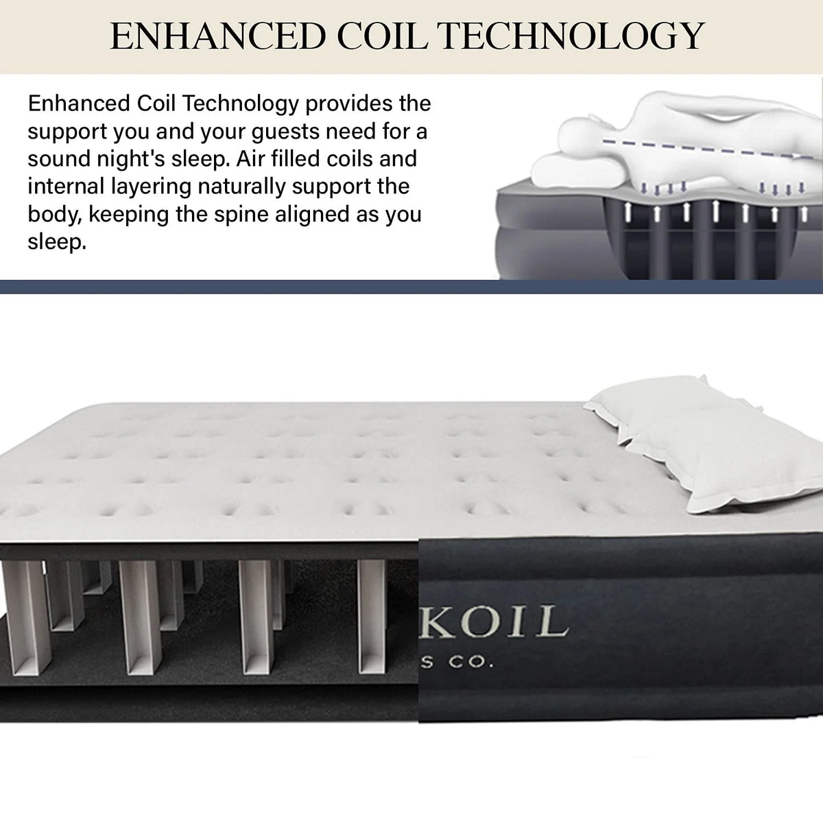 King Koil Luxury Queen Size Air Mattress with Built-in High-Speed Pump Best for Home, Camping, Guests, 13" Queen Size Luxury Double Airbed Adjustable Blow Up Mattress, Waterproof, 1-Year Warranty
