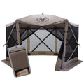 Gazelle Tents™,G6 6-Sided Portable Gazebo with TriTech Mesh, Easy Pop-Up Hub Screen Tent, Waterproof, UV Resistant, 8-Person & Table, Desert Sand, 86" x 124" x 124", GK914, Includes 3 Wind Panels