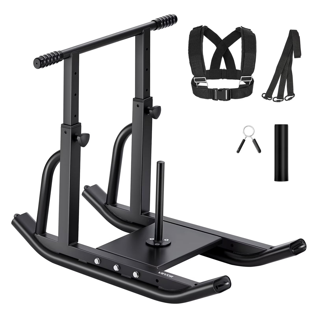 VEVOR Weight Sled, Steel Power Sled, Fitness Training Sleds for Athletic Exercise Speed Improvement, Workout Equipment with Adjustable Height Handle, Compatible with 1/2 in Weight Plates, Black