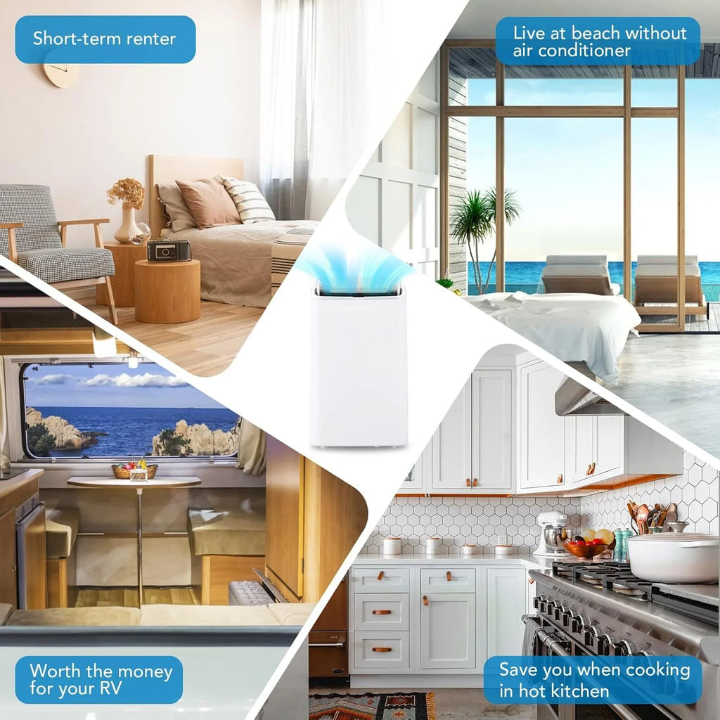 Garvee 14000 BTU Air Conditioner with Heater, Portable AC Unit w/Remote Control & Window Kit for Room up to 750 Sq.ft, White