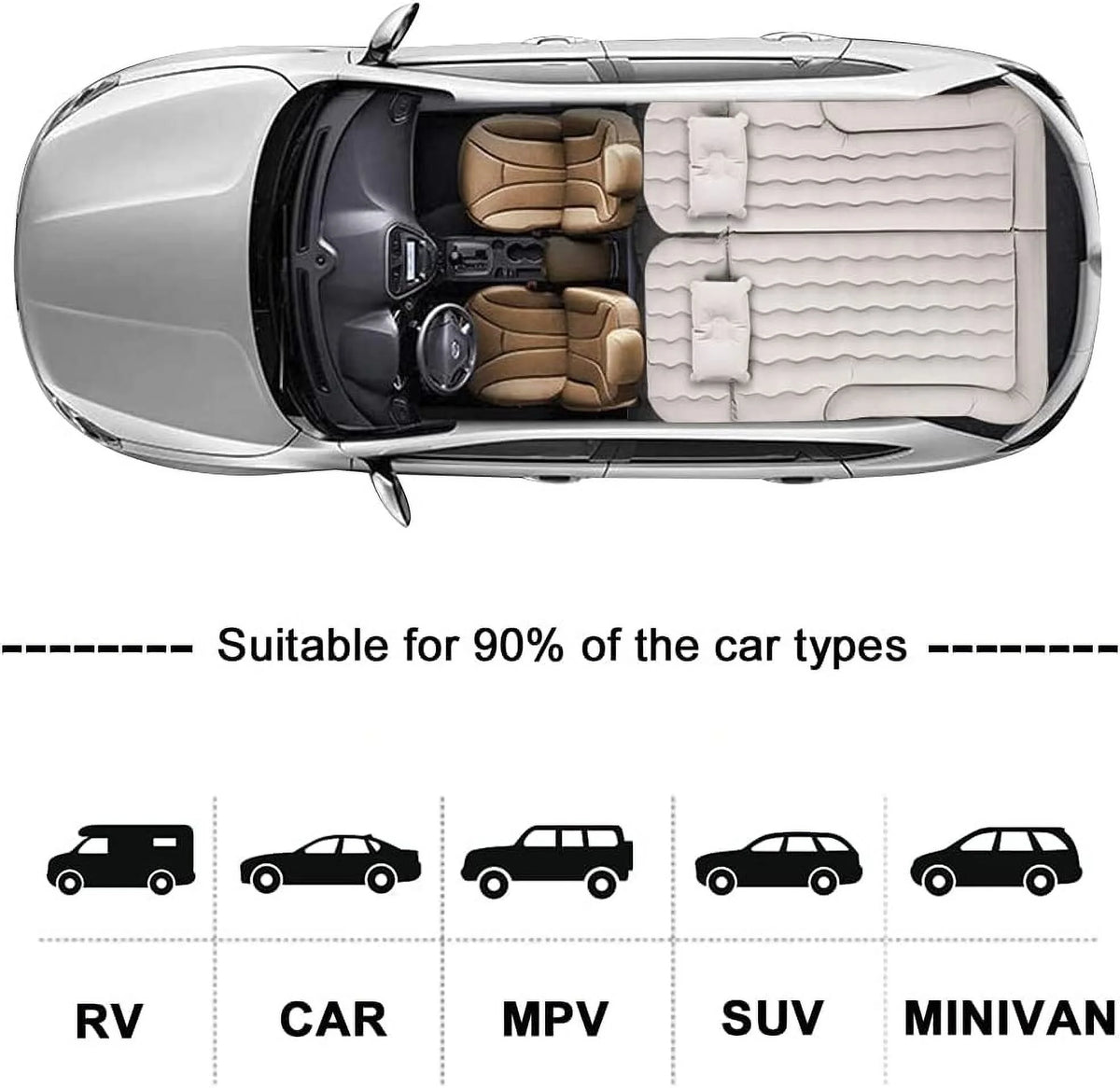3 in 1 SUV Air Matterss | Car Mattress with Electric Air Pump-2 Support Fillers & 2 Pillows Fits SUV|MPV|Minivan for Road Trip Camping Black