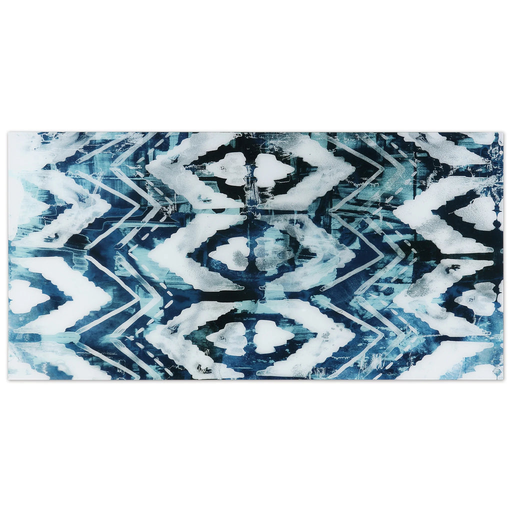 Empire Art Direct Blue Splash Frameless Free Floating Tempered Glass Panel Graphic Wall Art, 72" x 36", Ready to Hang