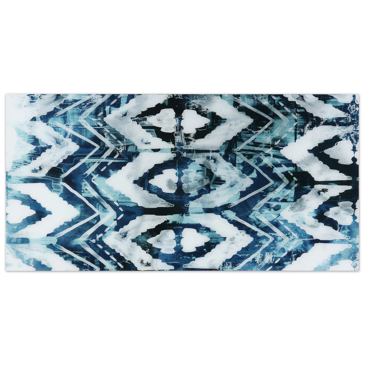Empire Art Direct Blue Splash Frameless Free Floating Tempered Glass Panel Graphic Wall Art, 72" x 36", Ready to Hang