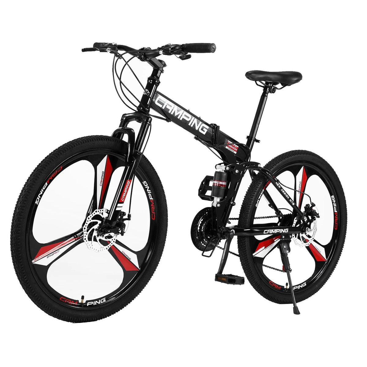 Ktaxon 26 inch 21 Speeds Folding Mountain Bike High Carbon Steel, for Adults Men Women, Red