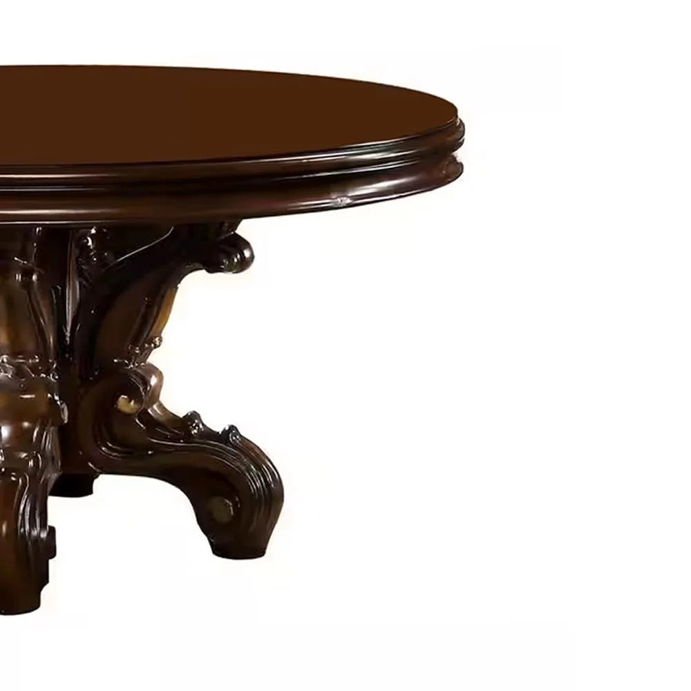 Acme Versailles Round Dining Table w/Single Pedestal, Cherry Finish Indoor
